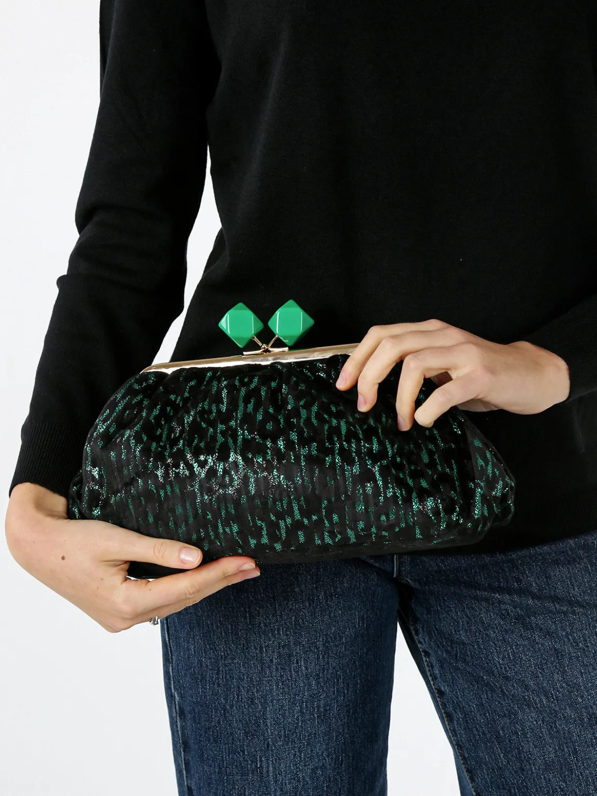 Solada Borsa clutch da donna animalier - verde