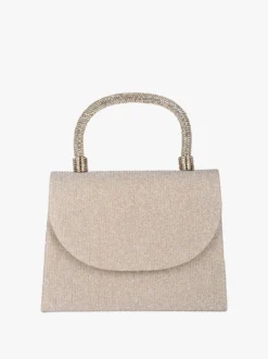 Solada Borsa donna elegante con lurex brillanti e manico con strass - champagne