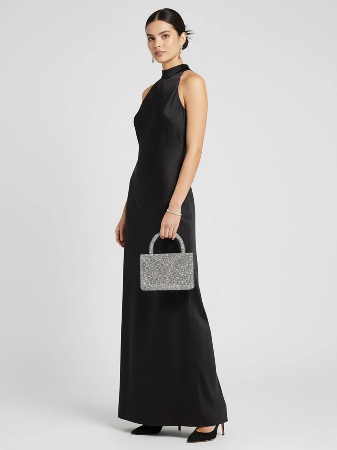 Solada Borsa donna gioiello con strass - argento