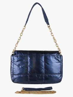 Solada Borsa donna puffer trapuntata con manico a catena - blu scuro