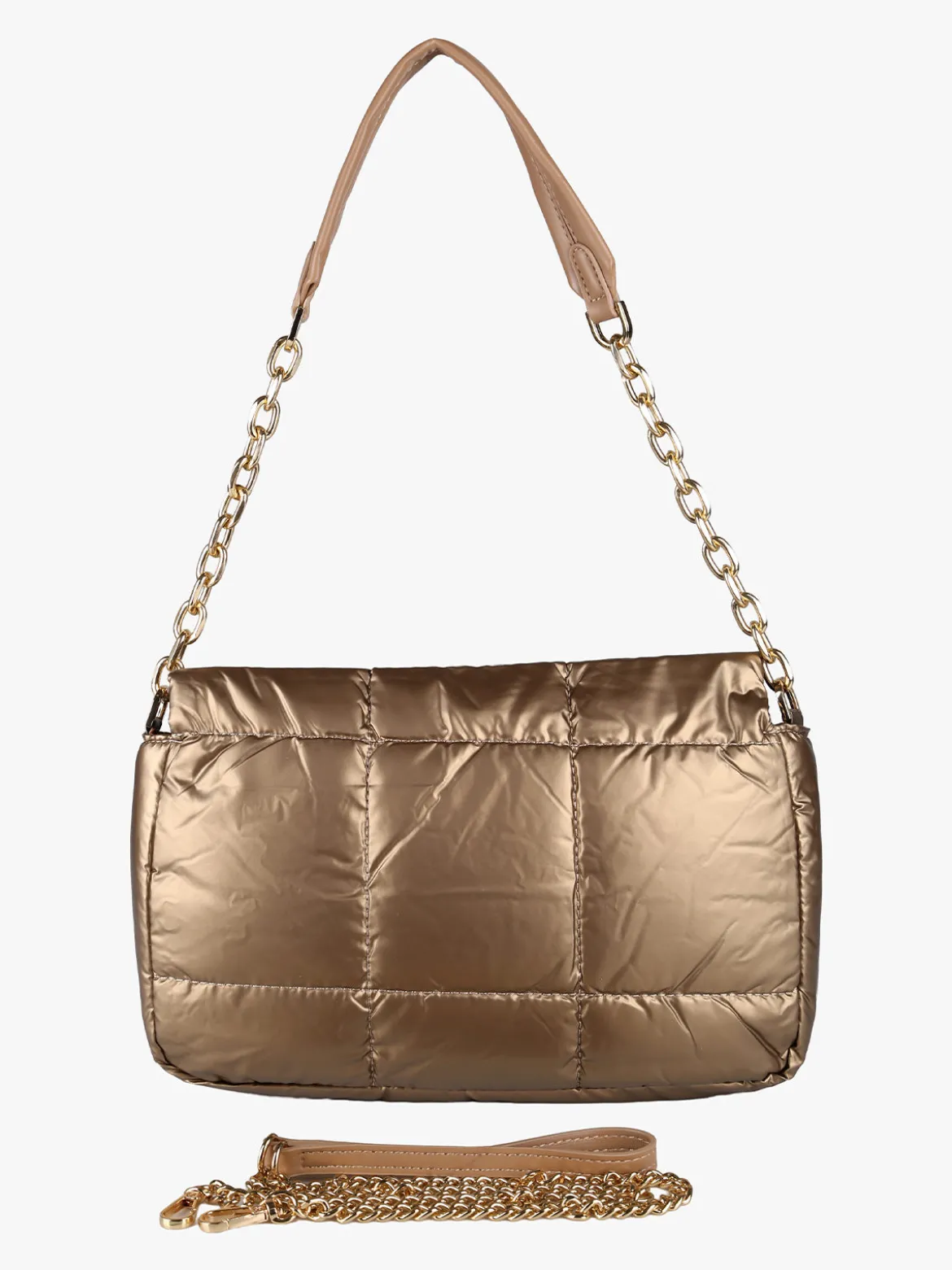 Solada Borsa donna puffer trapuntata con manico a catena - marrone