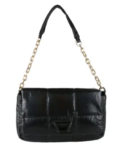 Solada Borsa donna puffer trapuntata con manico a catena - nero