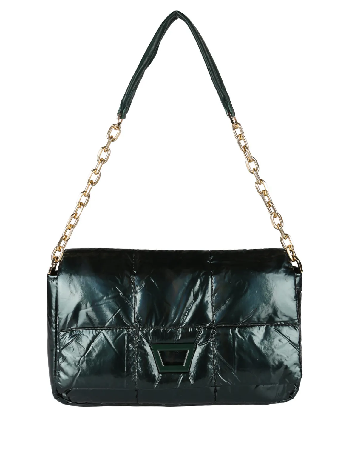 Solada Borsa donna puffer trapuntata con manico a catena - verde