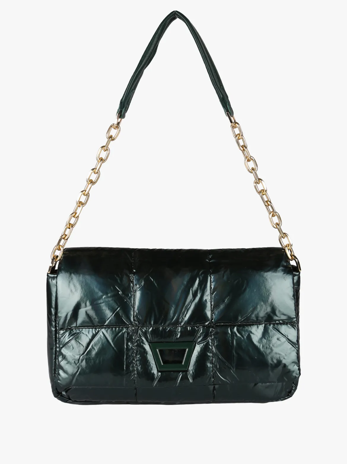 Solada Borsa donna puffer trapuntata con manico a catena - verde