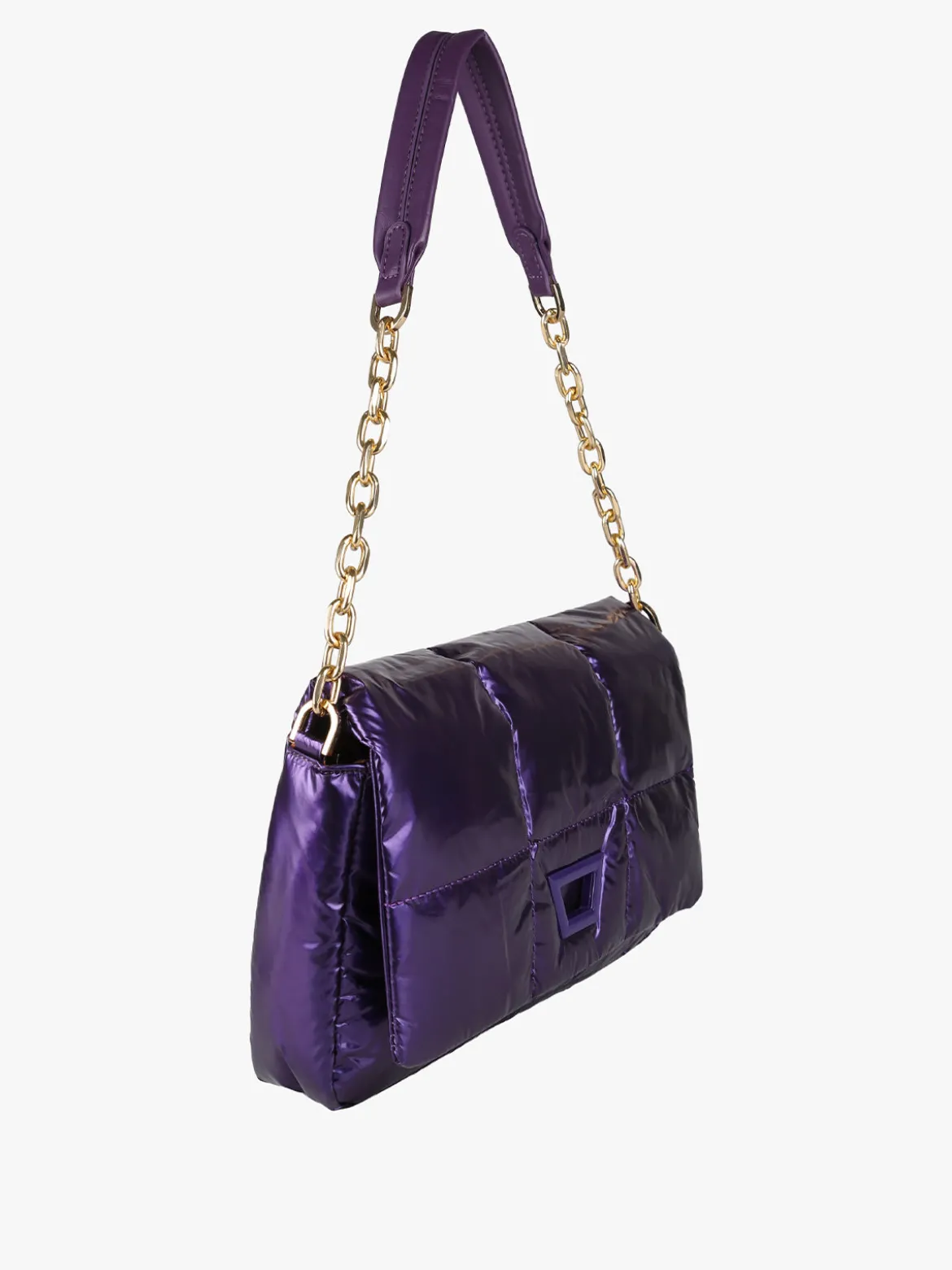 Solada Borsa donna puffer trapuntata con manico a catena - viola