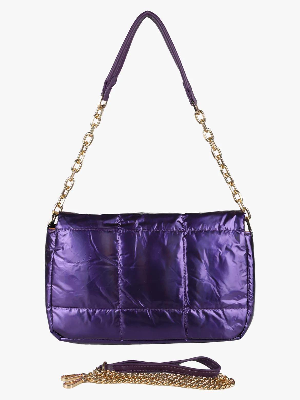 Solada Borsa donna puffer trapuntata con manico a catena - viola
