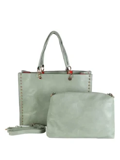 Solada Borsa donna shopper in similpelle con borchie