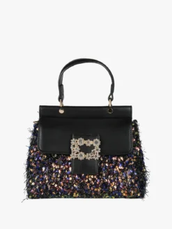 Solada Borsa gioiello con paillettes e strass - nero