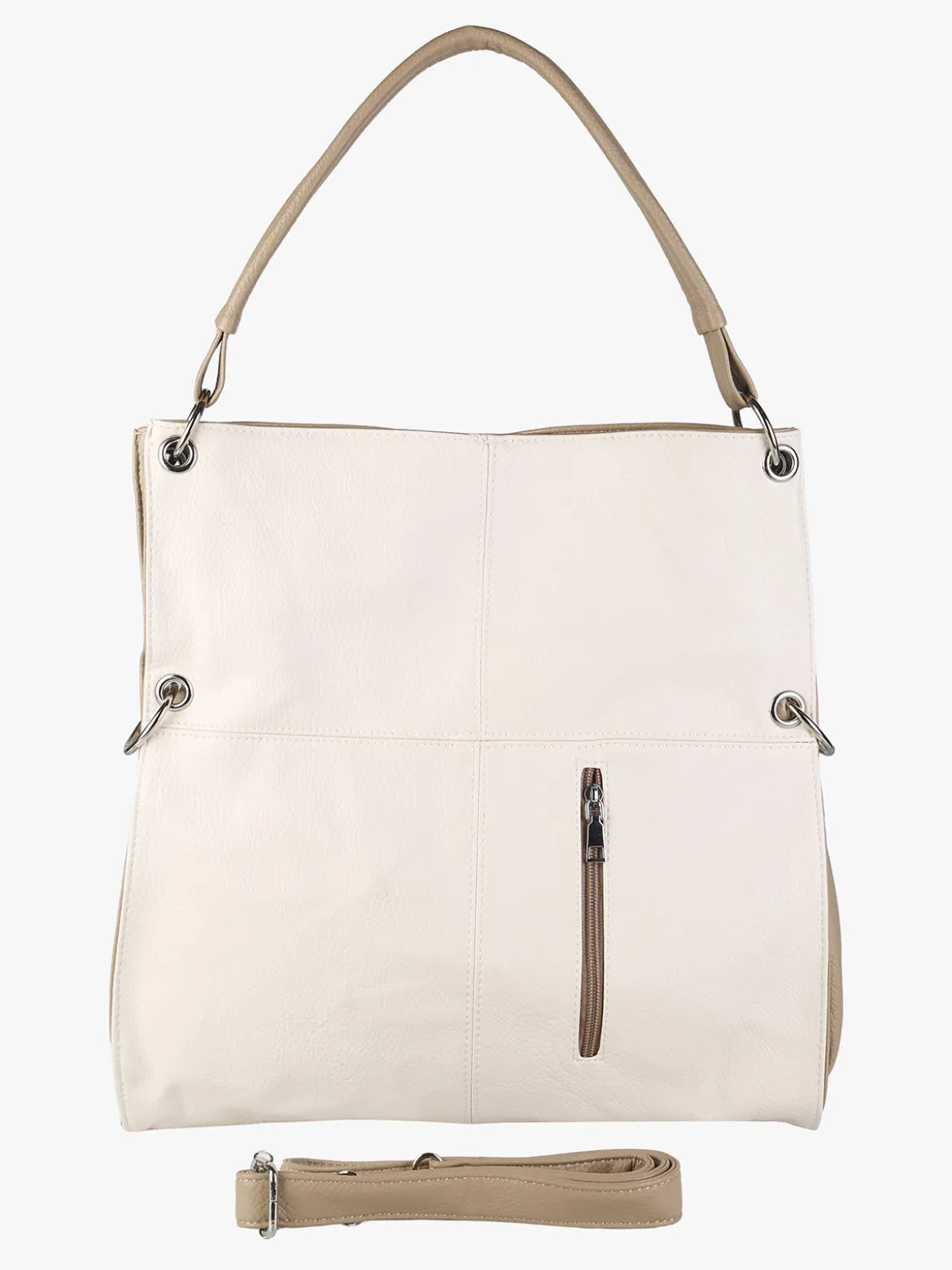 Solada Borsa hobo da donna in ecopelle - panna