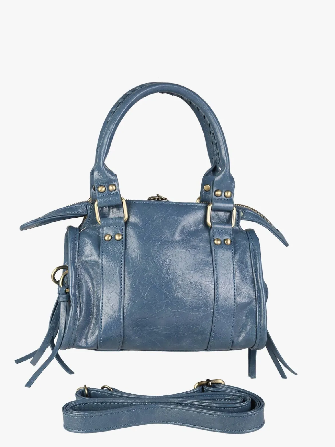 Solada Borsa mini da donna in ecopelle con doppi manici e specchietto - blu