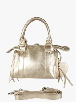 Solada Borsa mini da donna in ecopelle con doppi manici e specchietto - oro