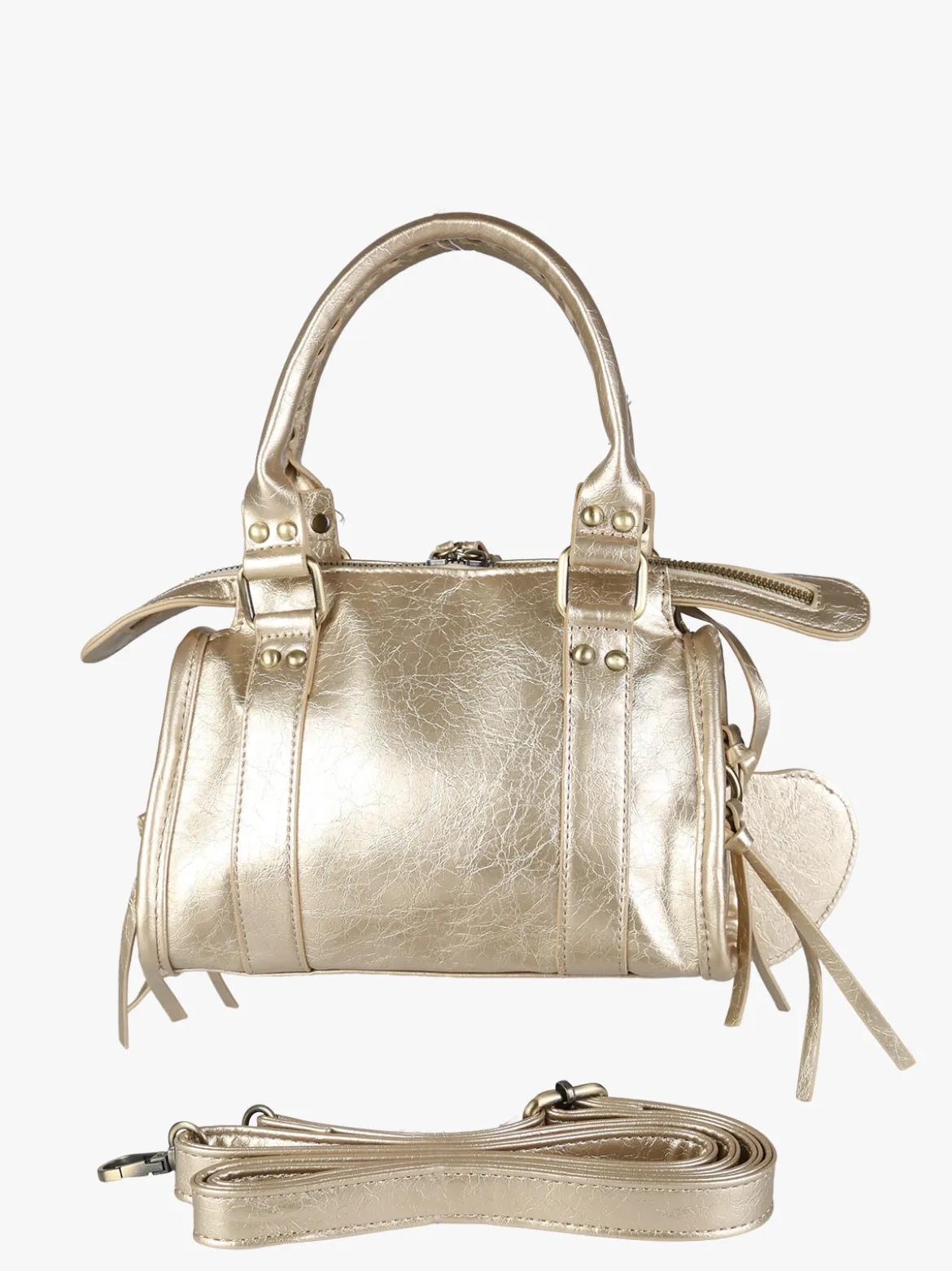 Solada Borsa mini da donna in ecopelle con doppi manici e specchietto - oro