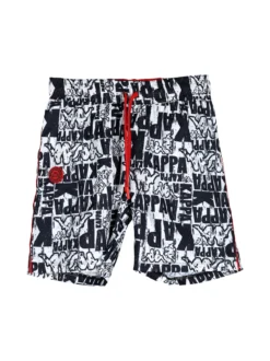 Solada Boxer da mare da bambino con stampe logo - blu scuro