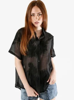 Solada Camicia da donna a maniche corte con ricami - nero