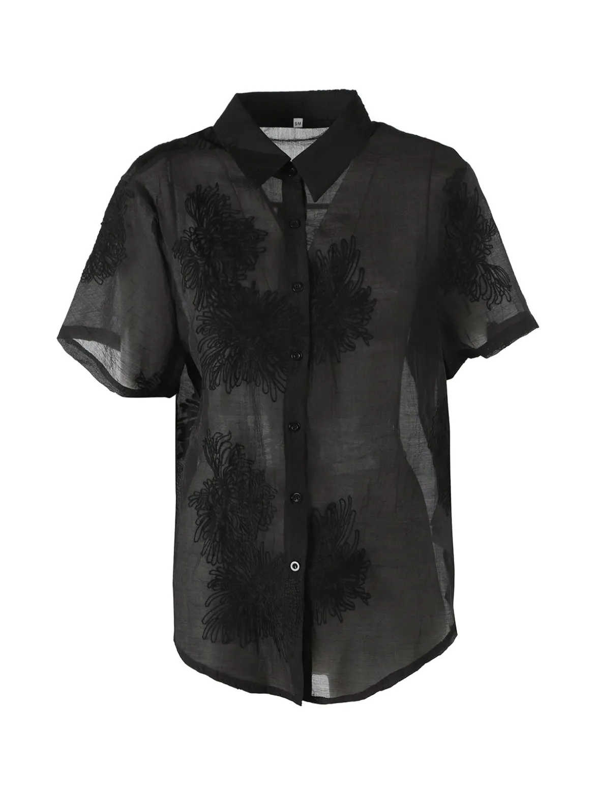 Solada Camicia da donna a maniche corte con ricami - nero