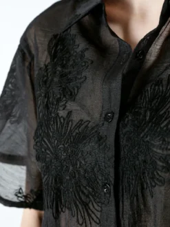 Solada Camicia da donna a maniche corte con ricami - nero