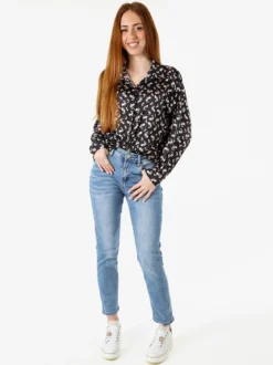 Solada Camicia da donna a maniche lunghe con stampa floreale - nero