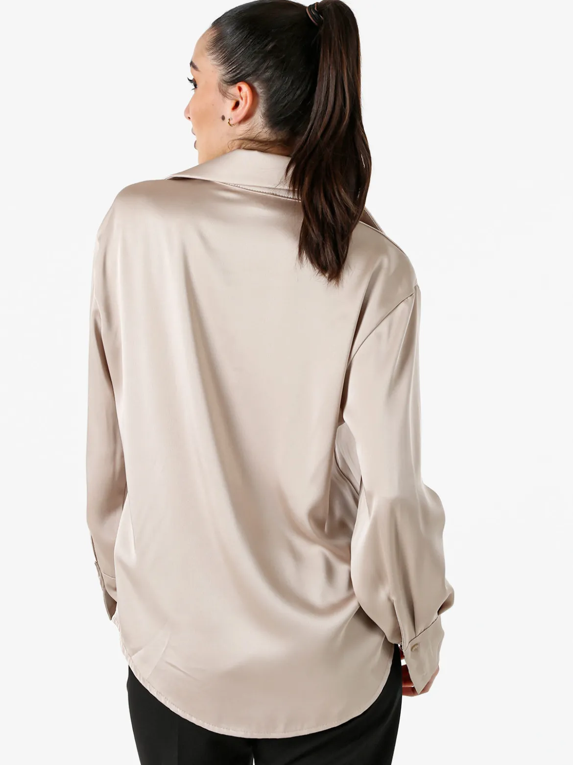 Solada Camicia da donna effetto raso a maniche lunghe - khaki