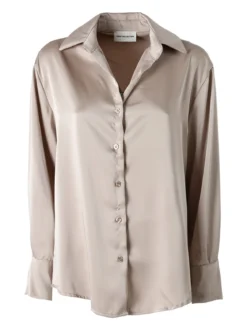 Solada Camicia da donna effetto raso a maniche lunghe - khaki