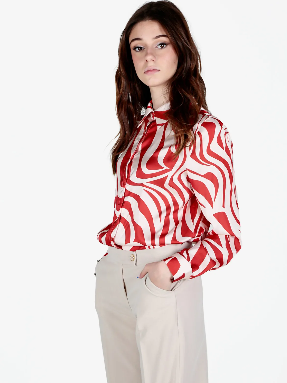 Solada Camicia da donna effetto seta a maniche lunghe