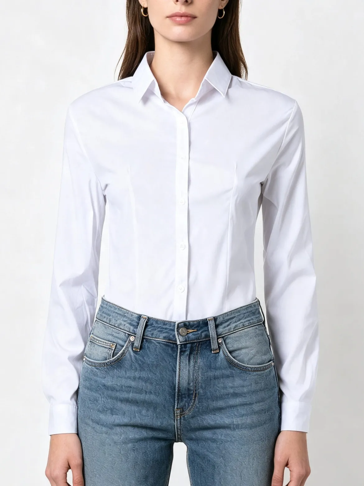 Solada Camicia da donna elasticizzata a maniche lunghe - bianco