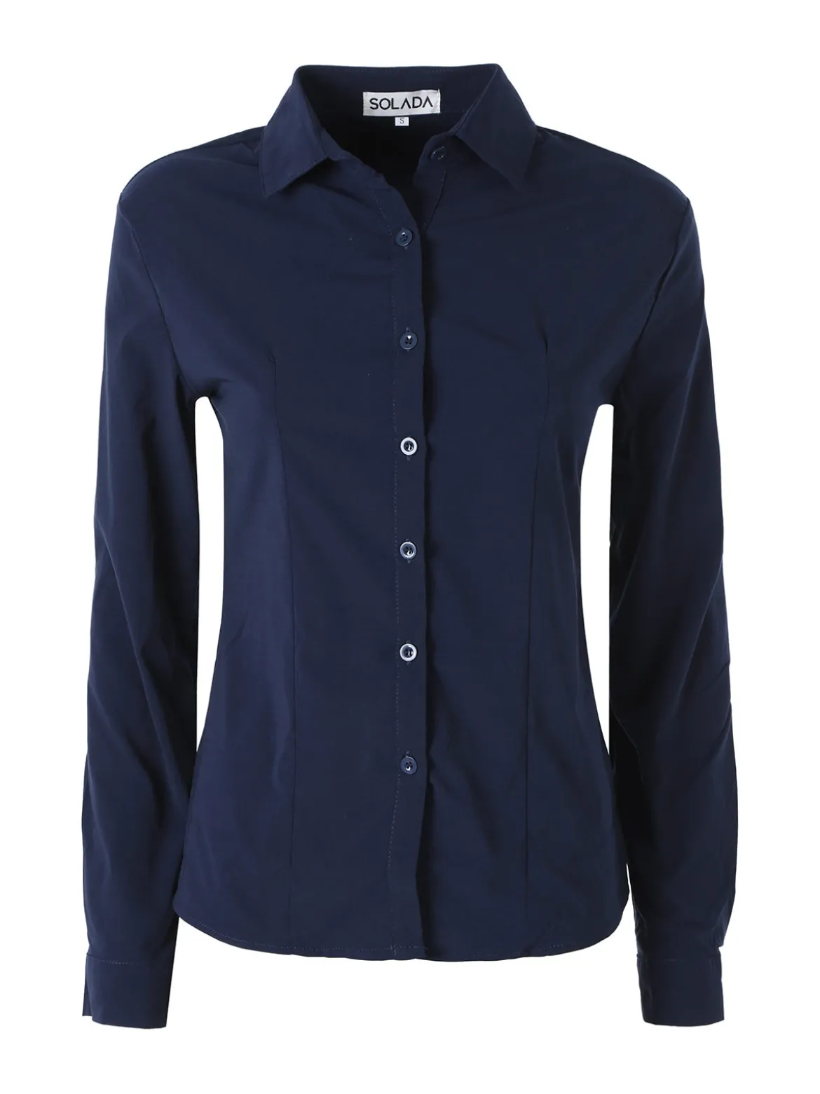 Solada Camicia da donna elasticizzata a maniche lunghe - blu scuro
