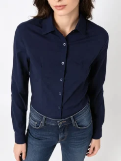 Solada Camicia da donna elasticizzata a maniche lunghe - blu scuro