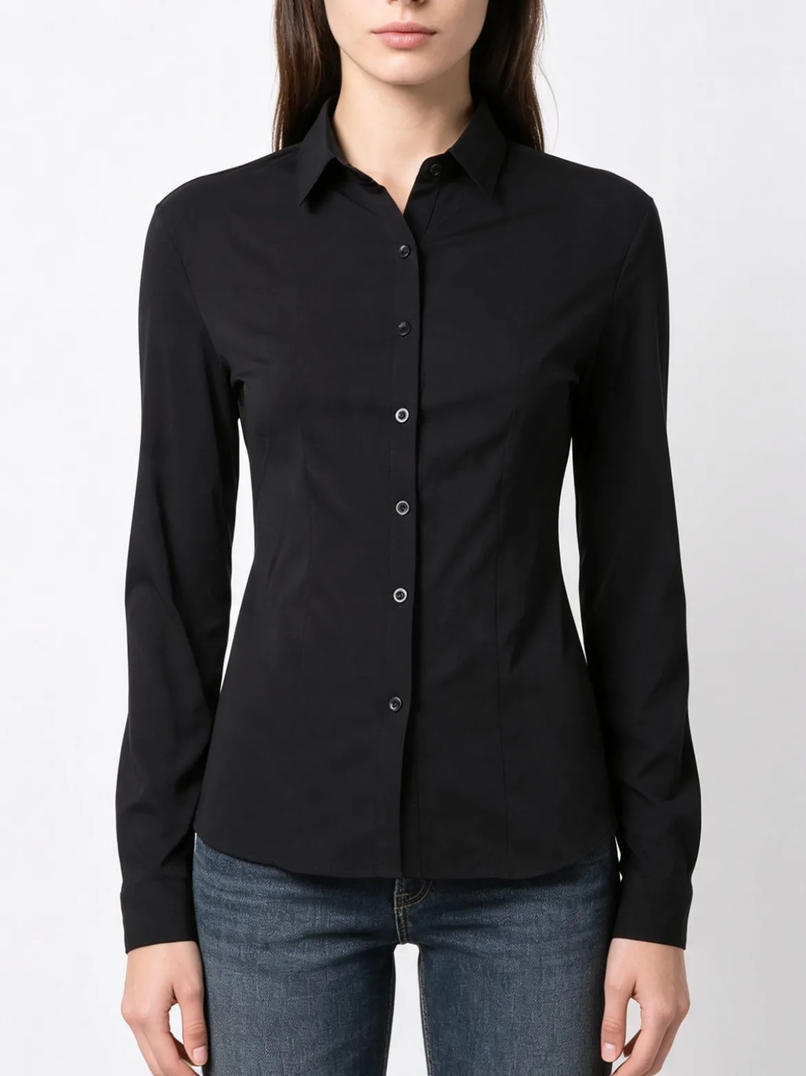 Solada Camicia da donna elasticizzata a maniche lunghe - nero