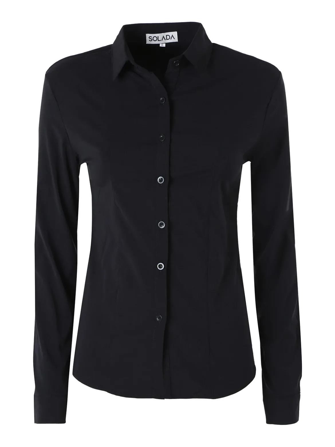 Solada Camicia da donna elasticizzata a maniche lunghe - nero