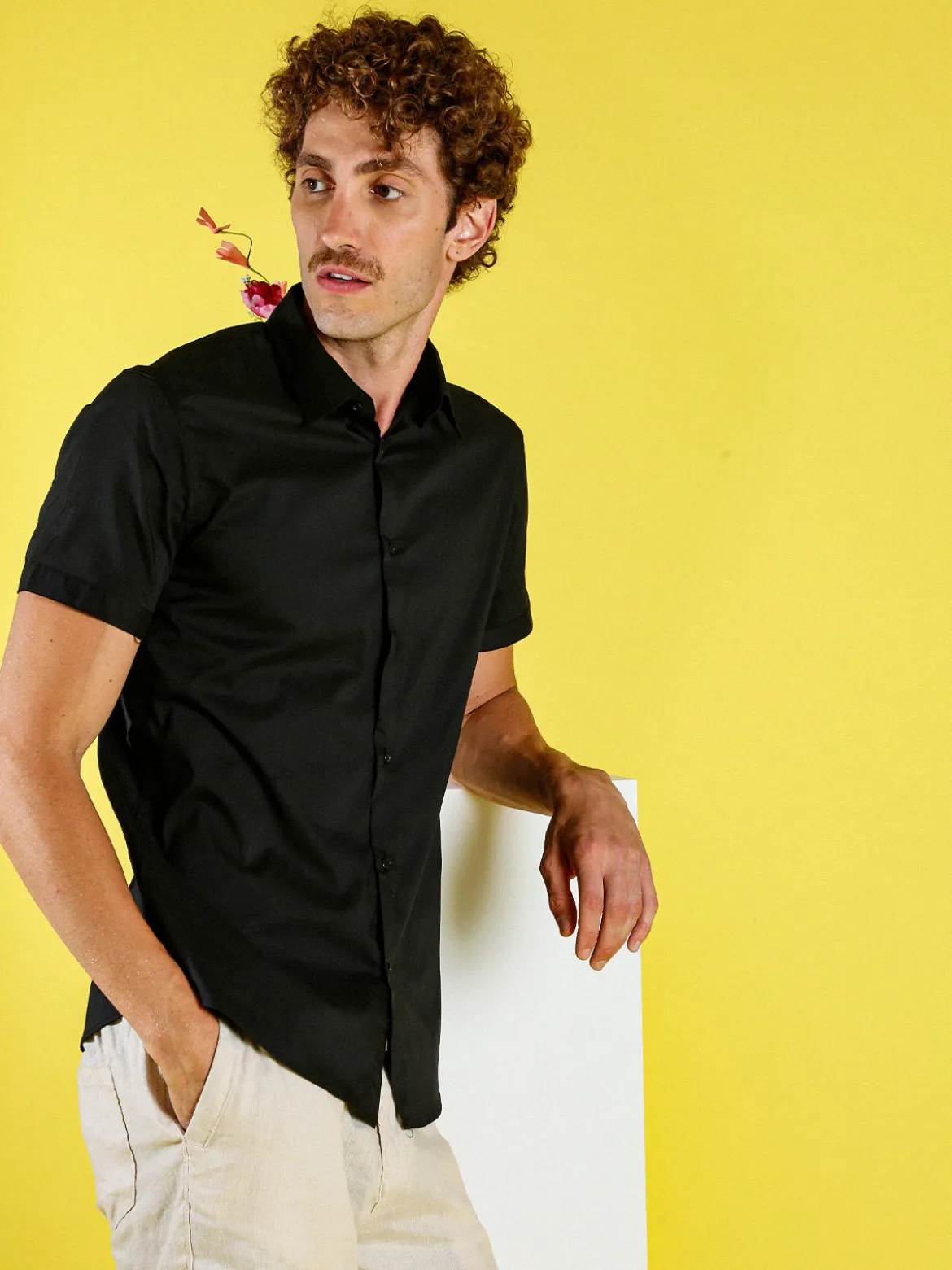 Solada Camicia da uomo a maniche corte - nero