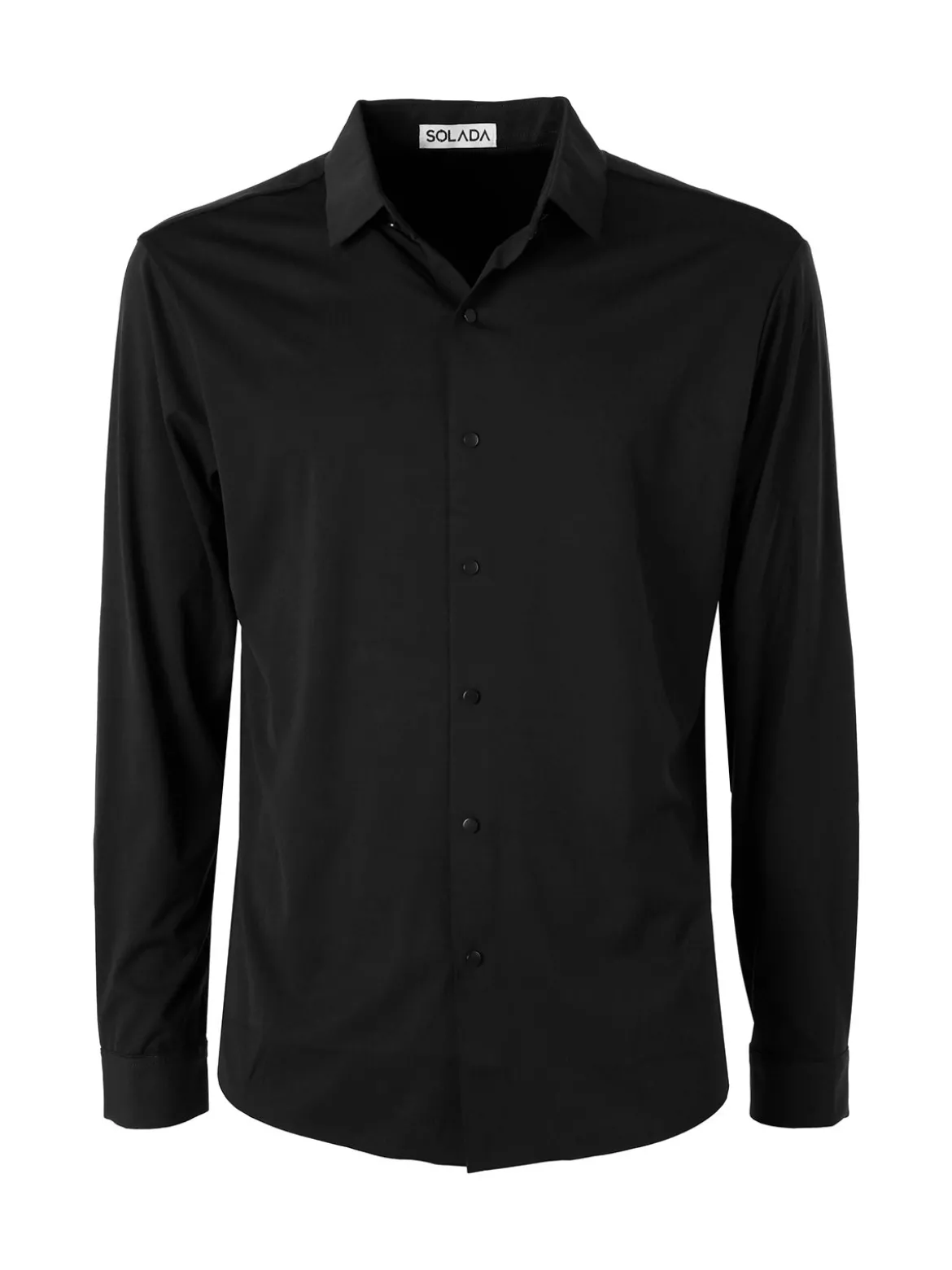 Solada Camicia da uomo a maniche lunghe in tessuto elasticizzato - nero