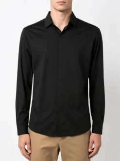 Solada Camicia da uomo a maniche lunghe in tessuto elasticizzato - nero