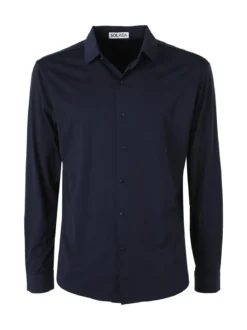 Solada Camicia da uomo a maniche lunghe in tessuto elasticizzato - blu scuro