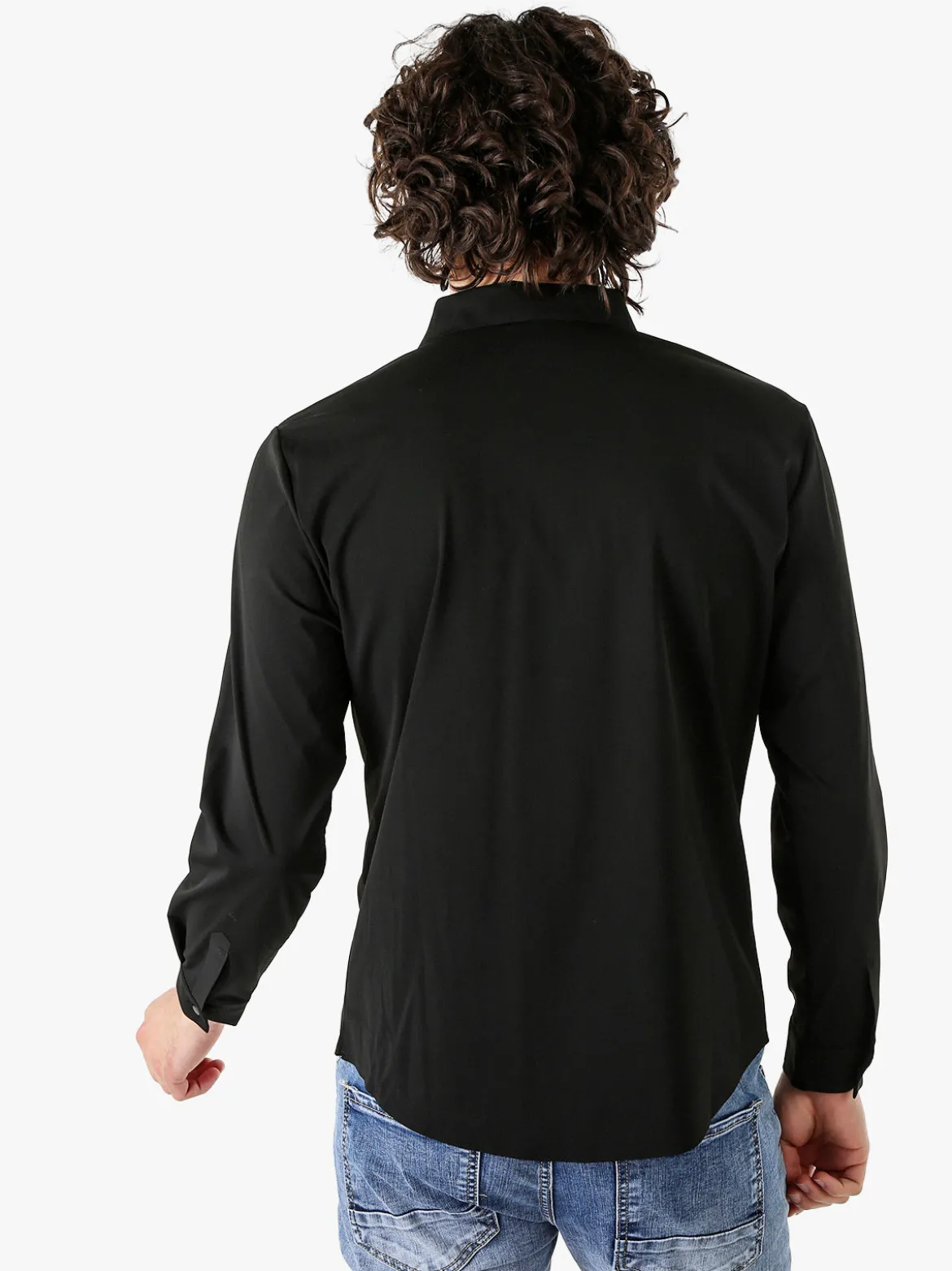 Solada Camicia da uomo elasticizzata a maniche lunghe - nero