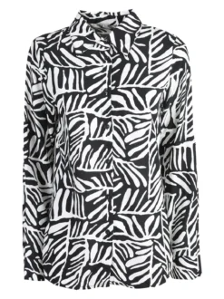 Solada Camicia donna a fantasia in misto cotone - nero