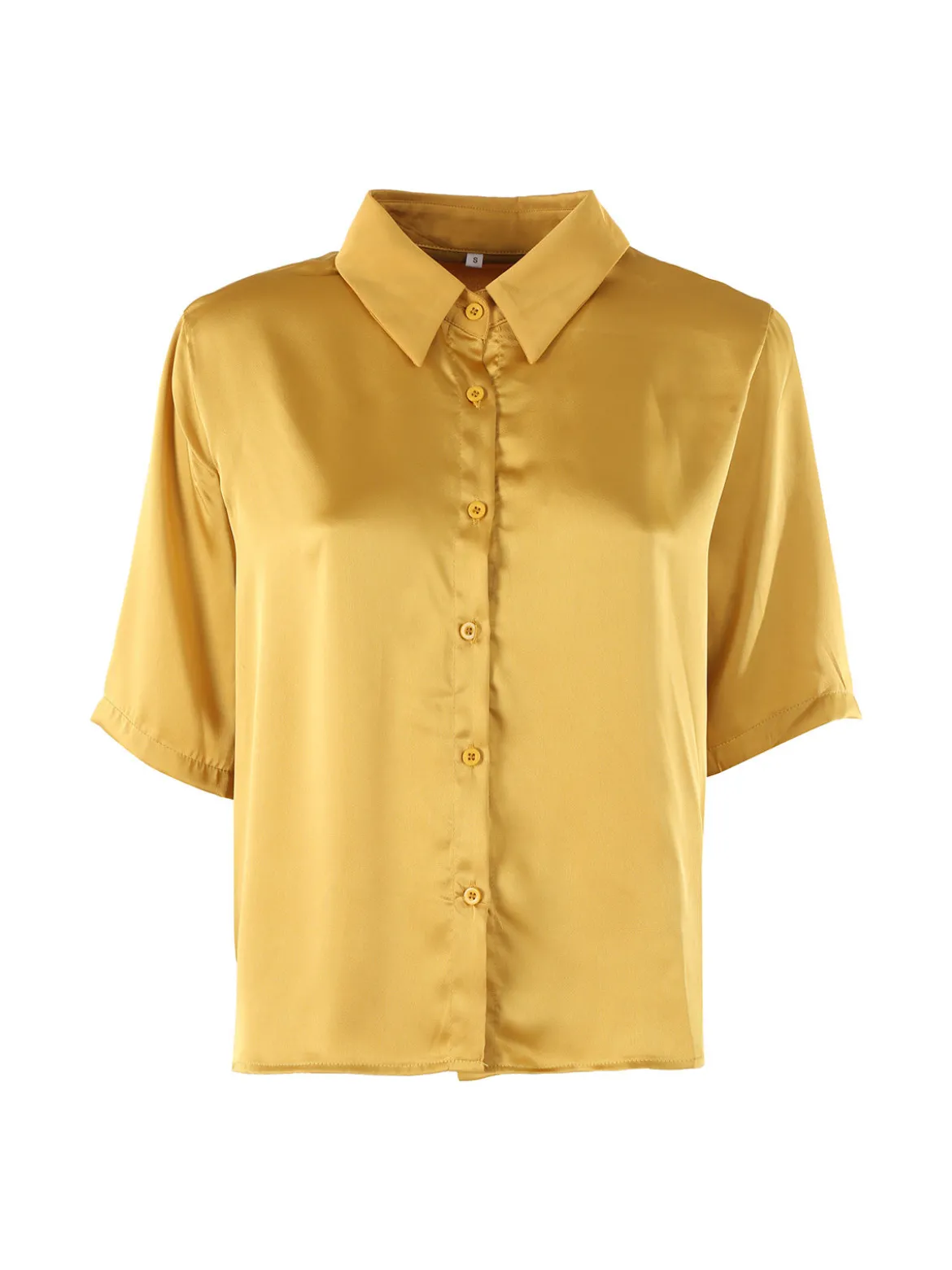 Solada Camicia donna a maniche corte effetto raso - giallo