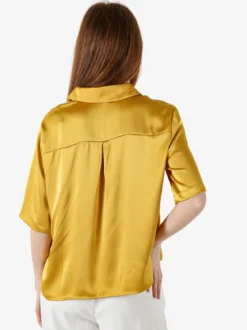 Solada Camicia donna a maniche corte effetto raso - giallo