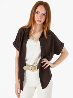 Solada Camicia donna a maniche corte in viscosa - moro