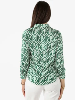 Solada Camicia donna a maniche lunghe con stampe - verde