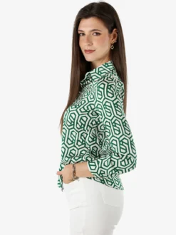 Solada Camicia donna a maniche lunghe con stampe - verde