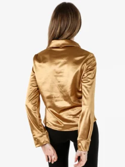 Solada Camicia donna a maniche lunghe effetto raso - cammello