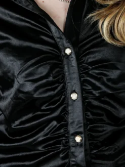 Solada Camicia donna a maniche lunghe effetto raso - nero