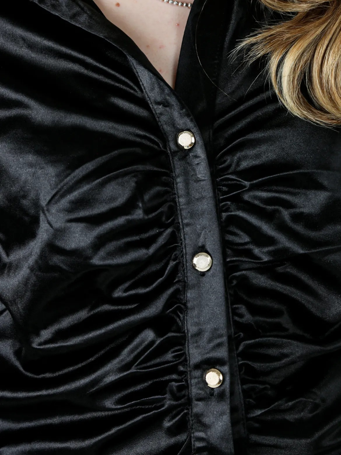 Solada Camicia donna a maniche lunghe effetto raso - nero