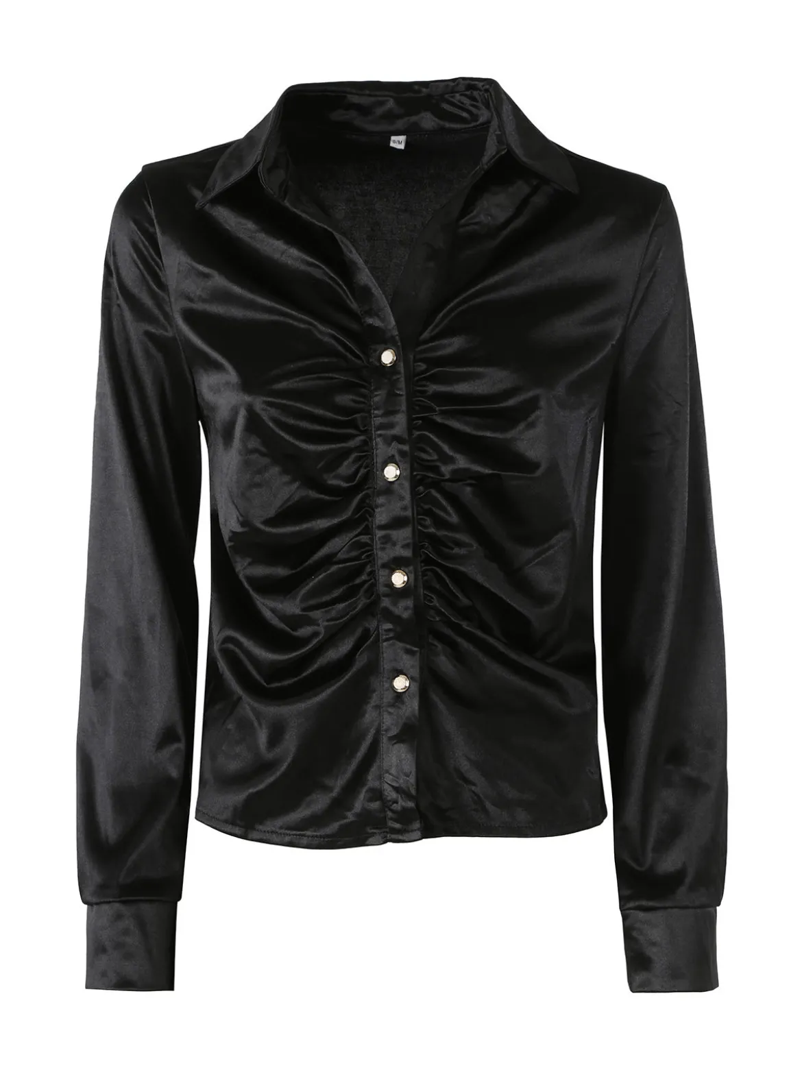 Solada Camicia donna a maniche lunghe effetto raso - nero