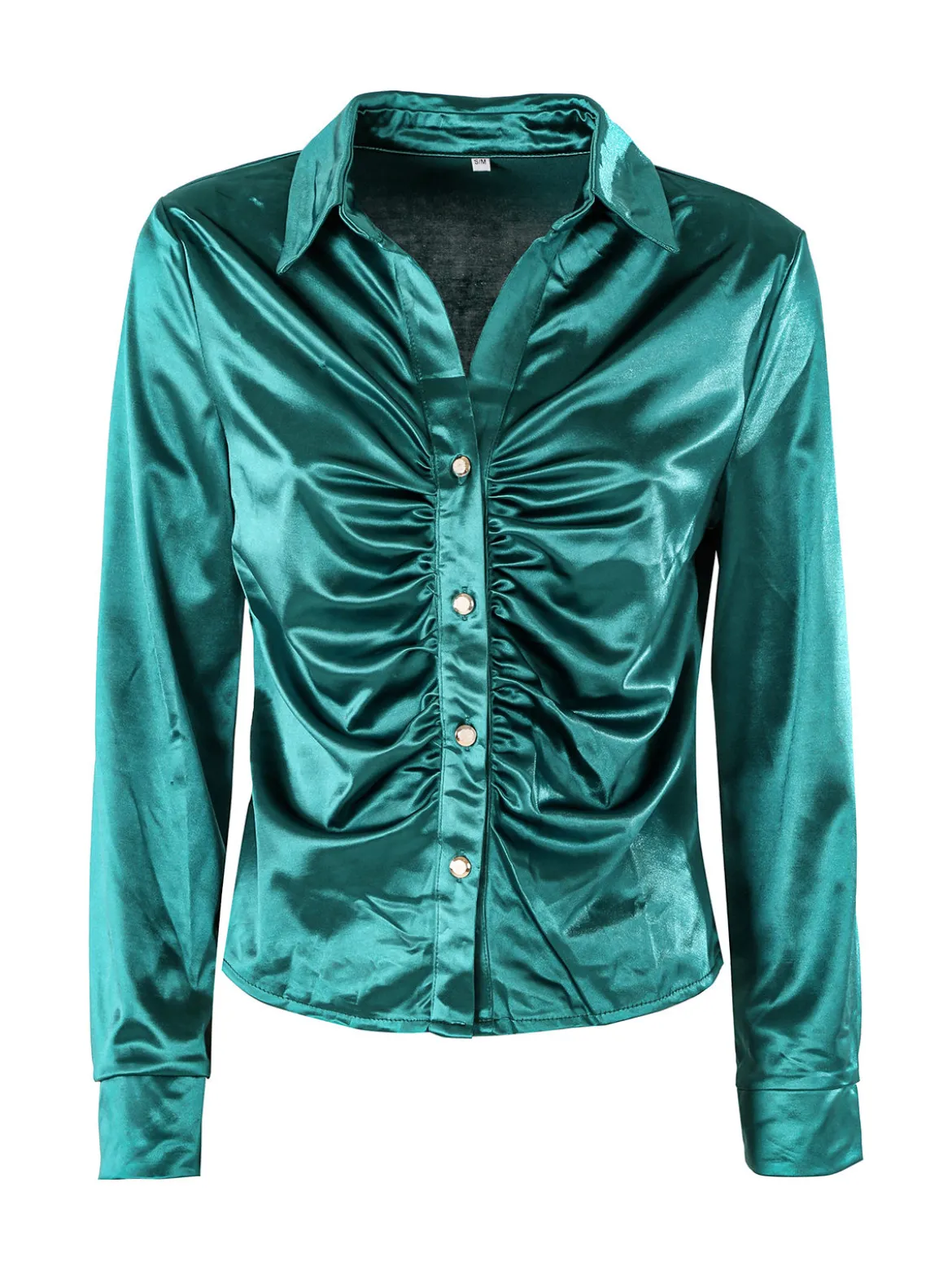 Solada Camicia donna a maniche lunghe effetto raso - verde scuro