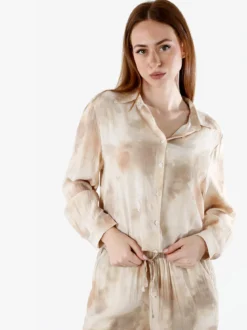 Solada Camicia donna a maniche lunghe effetto seta - beige