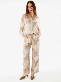 Solada Camicia donna a maniche lunghe effetto seta - beige