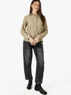 Solada Camicia donna a maniche lunghe in misto cotone - sabbia