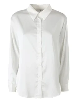 Solada Camicia donna a maniche lunghe in tessuto simil raso - bianco