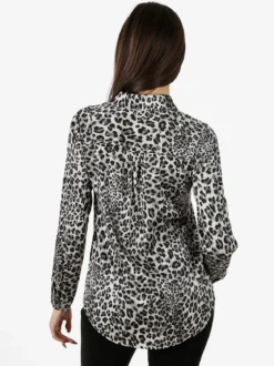 Solada Camicia donna animalier a maniche lunghe - grigio
